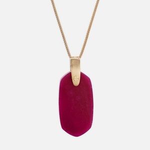 Kendra Scott Inez Rose Gold Long Pendant Necklace in Maroon Jade